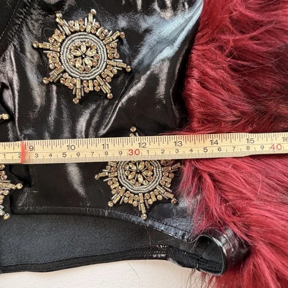 Akira Bolero Wine, Coachella, Boho Glam, Faux Fur, Festival Statement, Size S - Picture 14 of 15